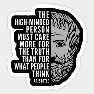 Aristotle Popular Inspirational Quote: Care More For the Truth Sticker